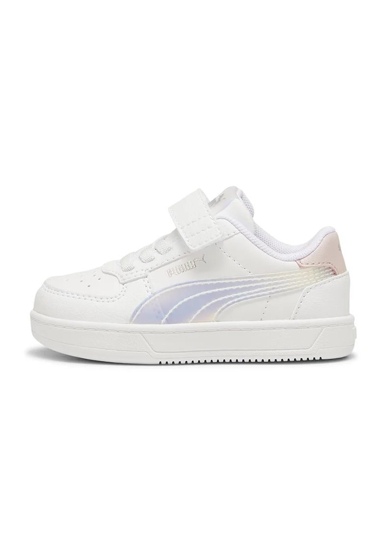 Pantofi sport de piele ecologica cu velcro, Roz pastel/Alb murdar