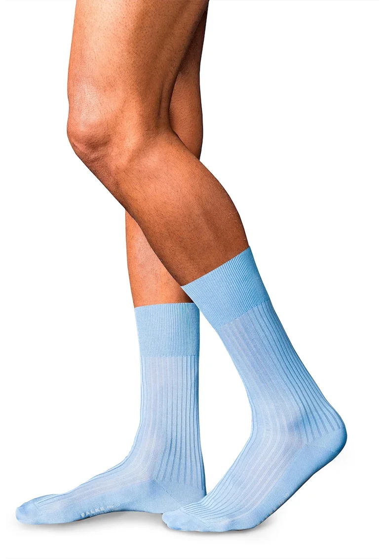 Sosete lungi din amestec de bumbac egiptean No. 10 Fine Structure, Albastru pastel
