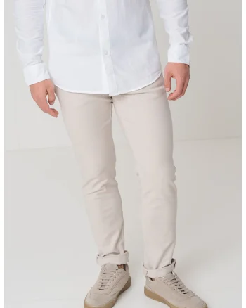 Pantaloni slim fit cu buzunare oblice, Bej deschis