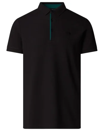 Tricou polo slim fit cu logo brodat, Negru