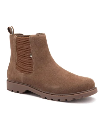 Ghete chelsea din piele intoarsa, Maro camel