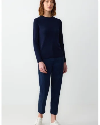 Pantaloni conici cu talie inalta, Bleumarin