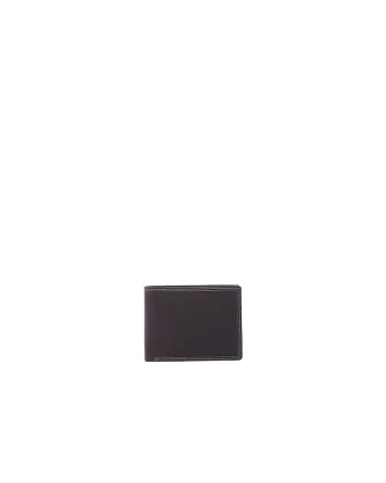 Portofel din piele cu model uni, Negru