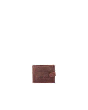 Portofel din piele cu logo, Maro taupe
