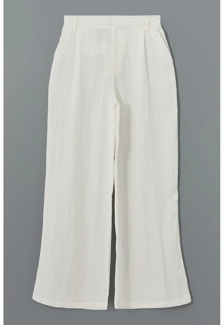 Pantaloni cu talie medie, Alb fildes