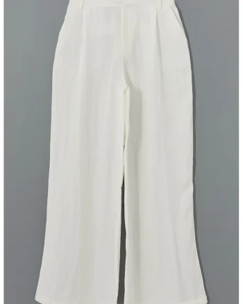 Pantaloni cu talie medie, Alb fildes