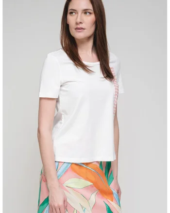 Tricou regular fit cu imprimeu text, Alb/Rosu vermillion