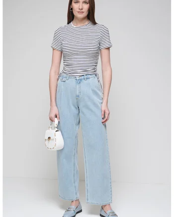 Blugi relaxed fit de denim, Albastru deschis