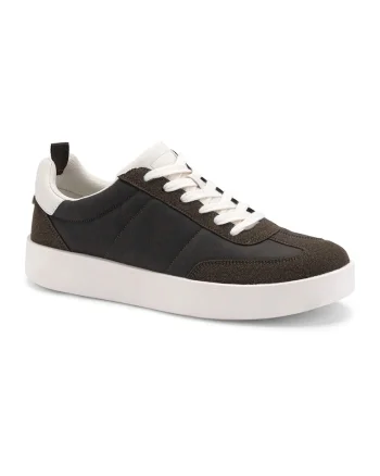 Pantofi sport din piele intoarsa sintetica cu varf rotund, Maro inchis