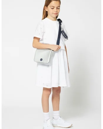Rochie evazata cu model, Alb