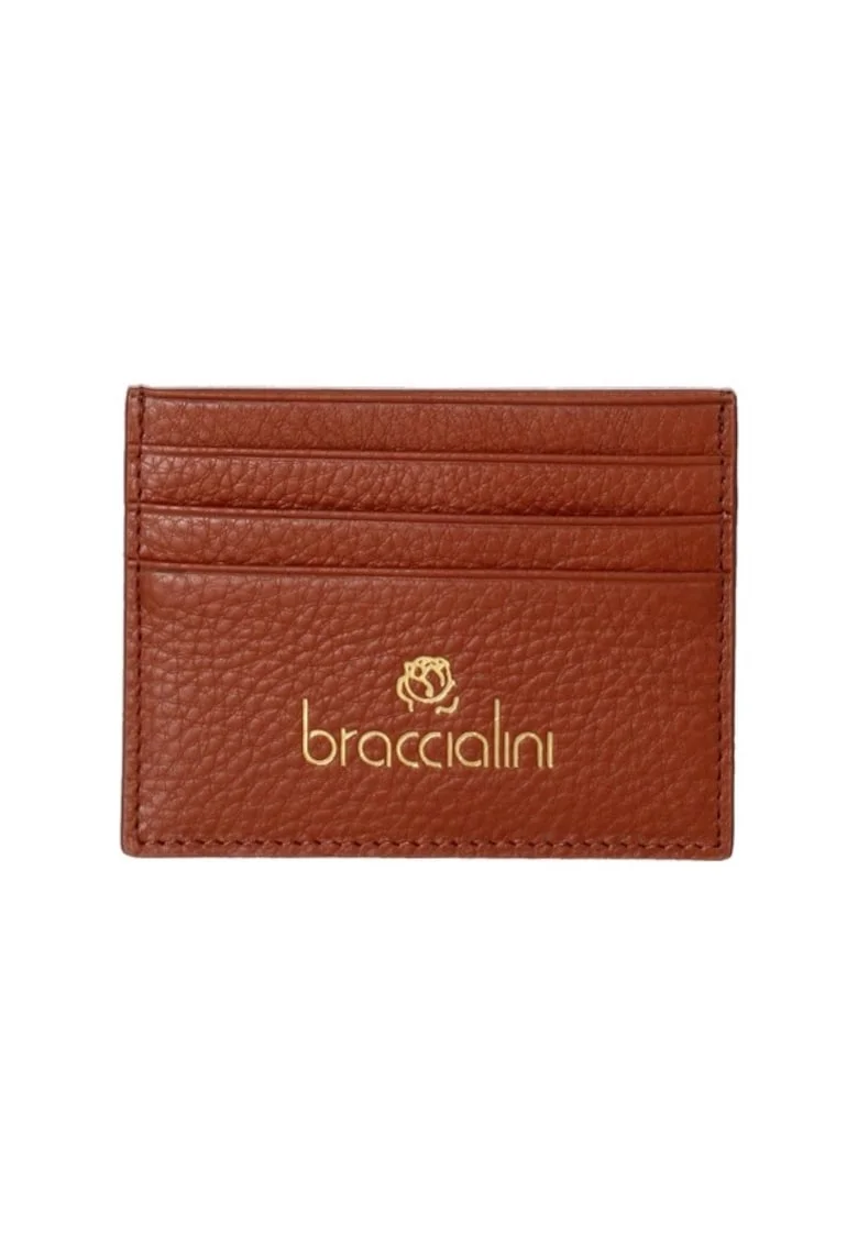 Portcart piele cu logo - 35499, Maro, 8.5x11x1