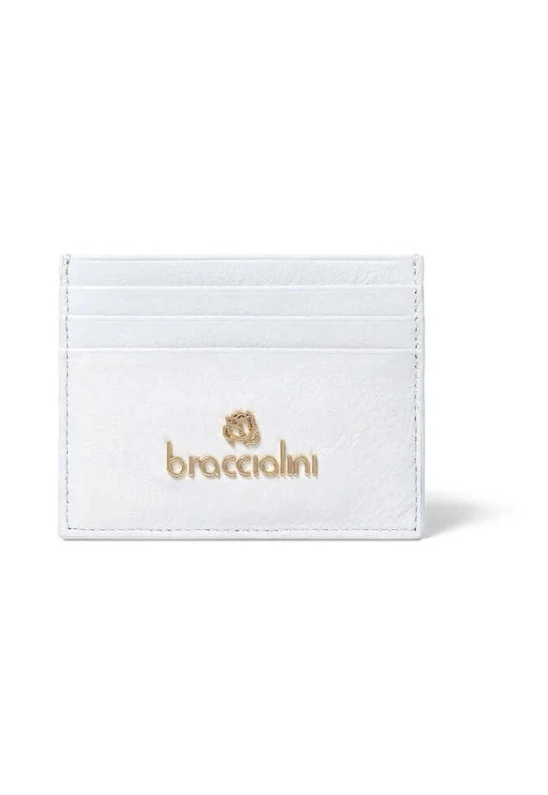 Portcart piele cu logo - 35499, Alb, 8.5x11x1