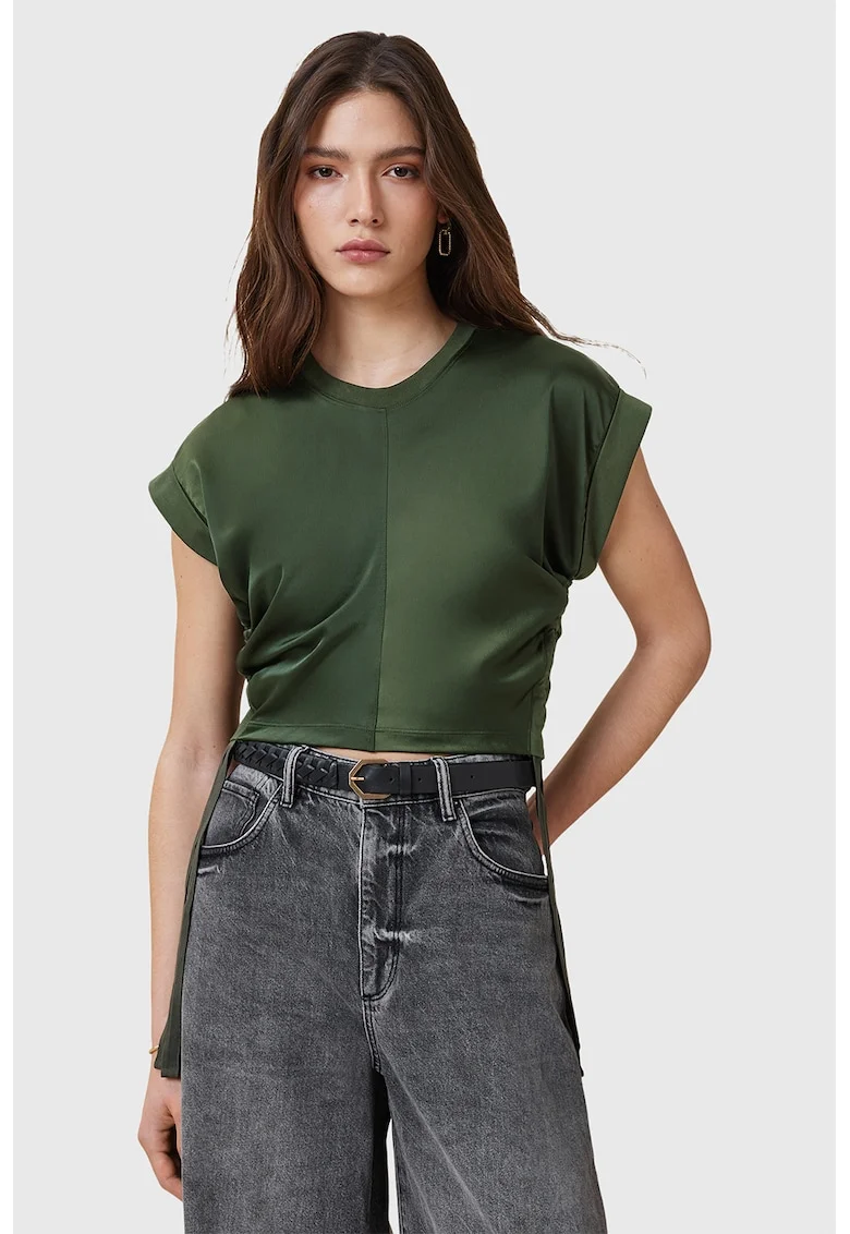 Tricou crop din bumbac Mira, Verde masliniu