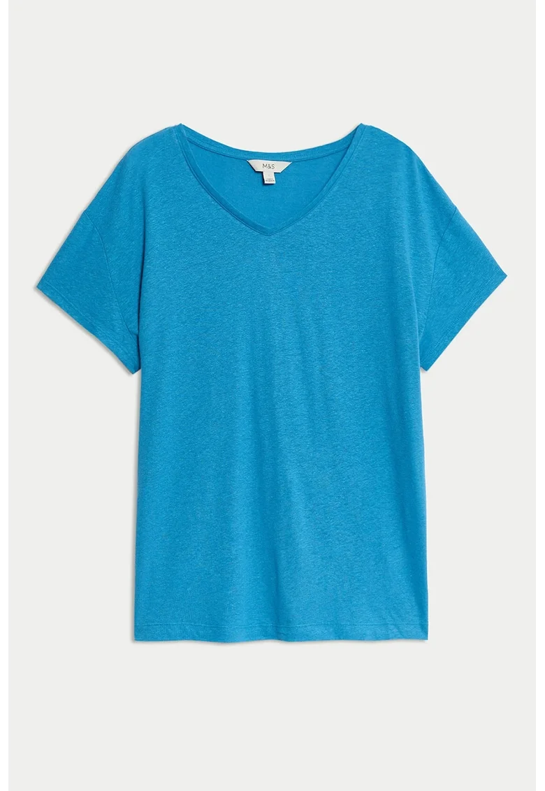 Tricou din amestec de modal si in, Albastru azur