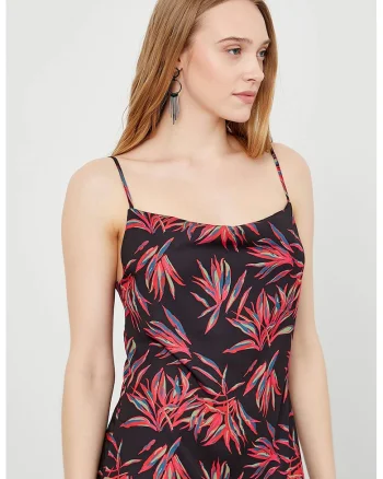 Rochie midi din satin, Rosu/Negru
