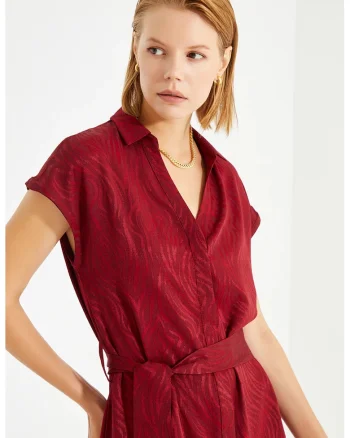 Rochie midi cu croiala in A si model, Rosu