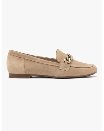 Pantofi loafer de piele intoarsa, Maro nisip