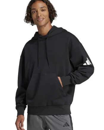 Hanorac din amestec de bumbac cu buzunar kangaroo, Negru