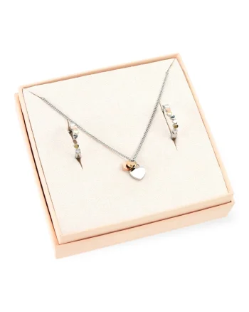 Set colier si cercei Crazy Heart  cu elemente placate cu aur de 18K, Argintiu