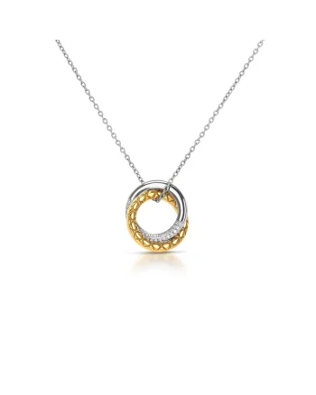 Colier placat cu aur de 18K si decorat cu zirconia, Argintiu/Auriu