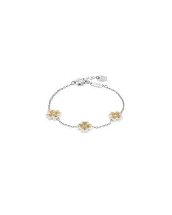 Bratara placata cu aur de 18K si decorata cu zirconia, Auriu/Argintiu