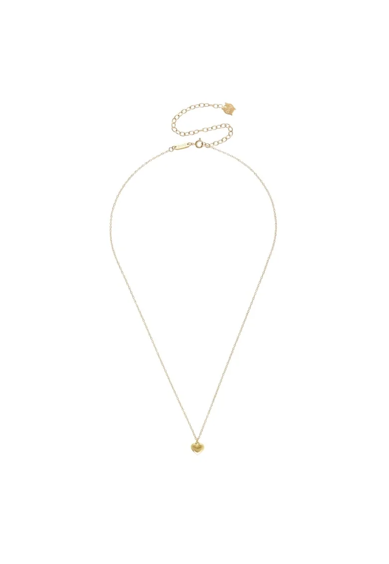 Colier cu pandantiv in forma de inima, placat cu aur de 18k,  Neckmess Heart, Auriu