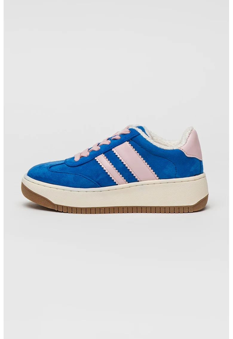 Pantofi sport cu garnituri contrastante Field, Roz pastel/Albastru royal