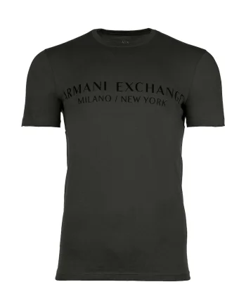Tricou de bumbac cu decolteu la baza gatului si imprimeu logo, Gri antracit