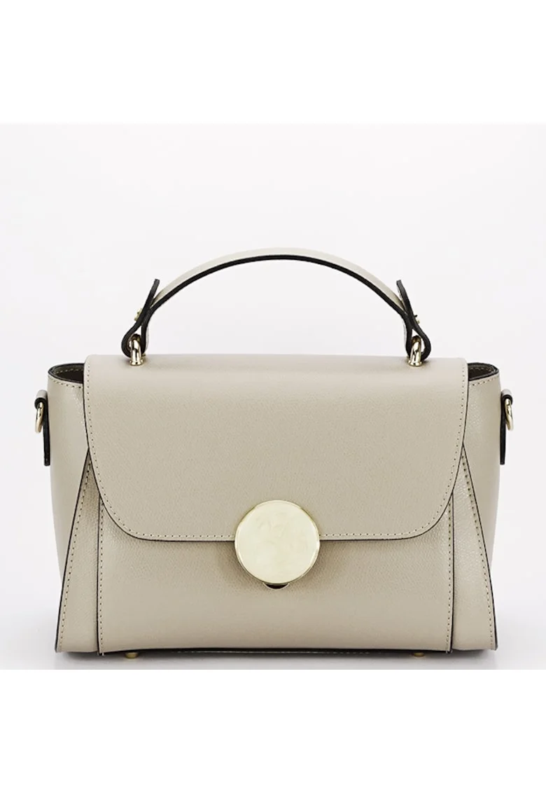 Geanta din piele naturala 1590 123, Maro taupe, 17x27x14