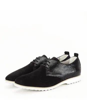 Pantofi oxford din piele naturala negri Selena 01 10051, Negru