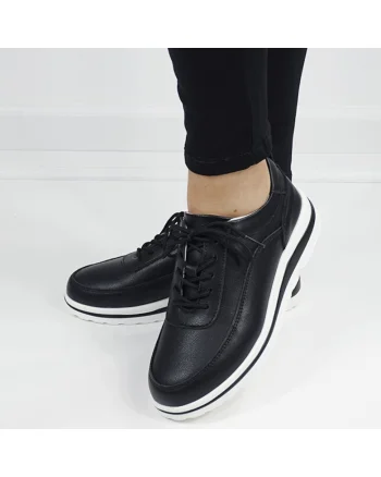 Sneakers negri din piele naturala 5090 M6 16474, Negru
