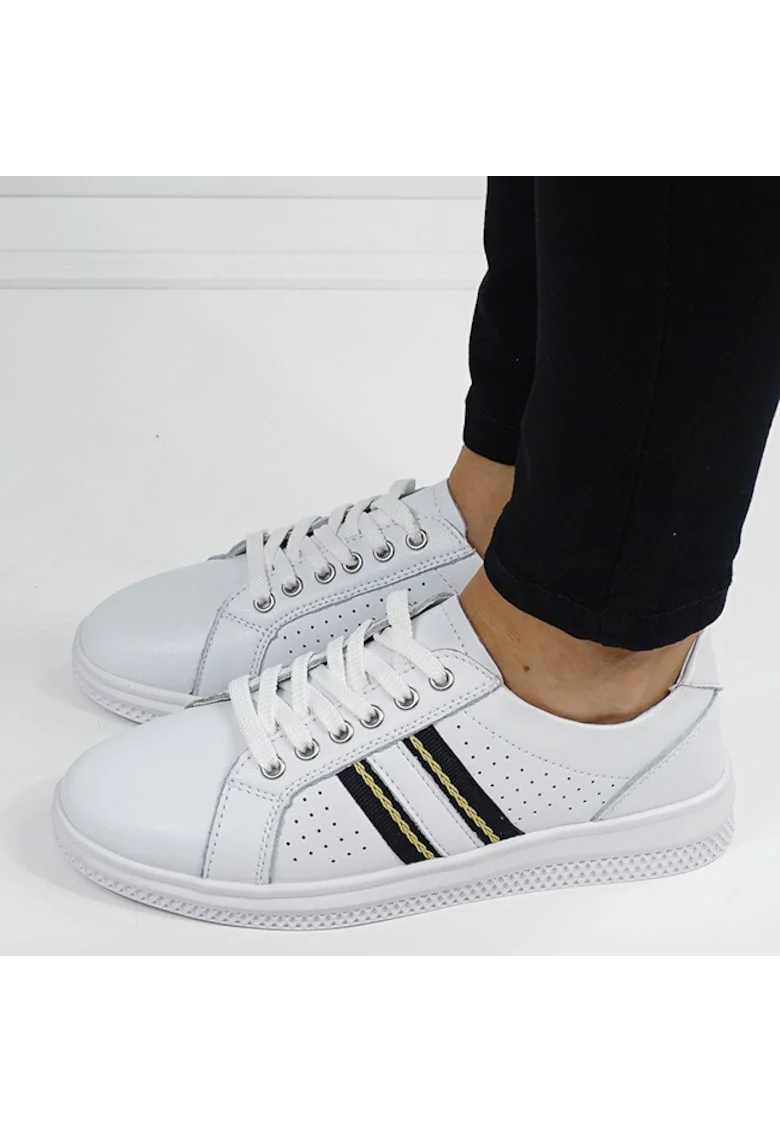 Sneakersi albi din piele naturala 5088 M7 16504, Alb