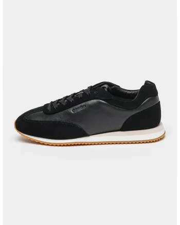 Pantofi sport din piele si piele intoarsa, Negru