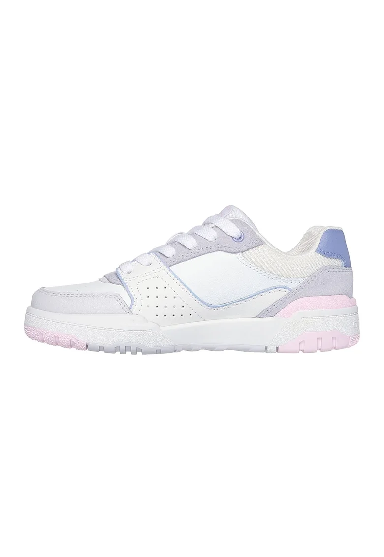Pantofi sport de piele cu garnituri de piele ecologica, Alb