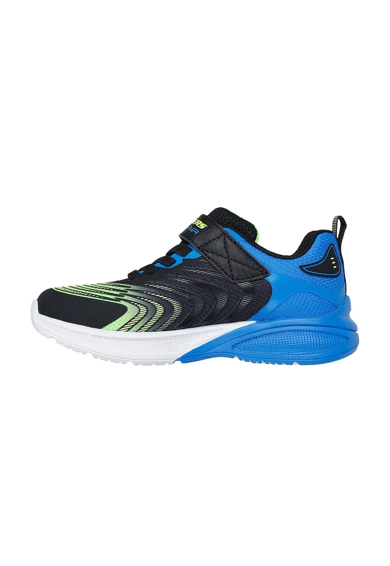 Pantofi sport de piele ecologica cu velcro Microspec Max, Negru/Albastru