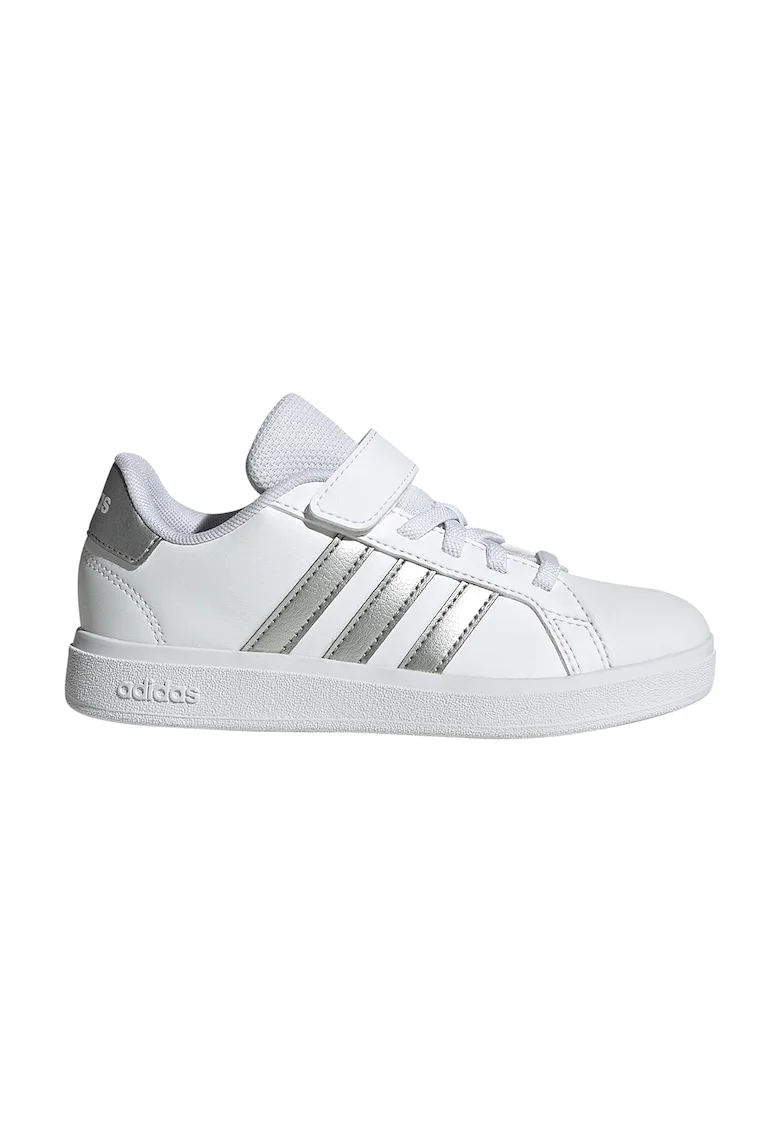 Pantofi sport cu inchidere velcro Grand Court 2.0, Alb/Argintiu