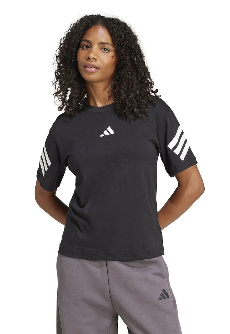 Tricou cu decolteu la baza gatului Future Icons 3-Stripes, Negru