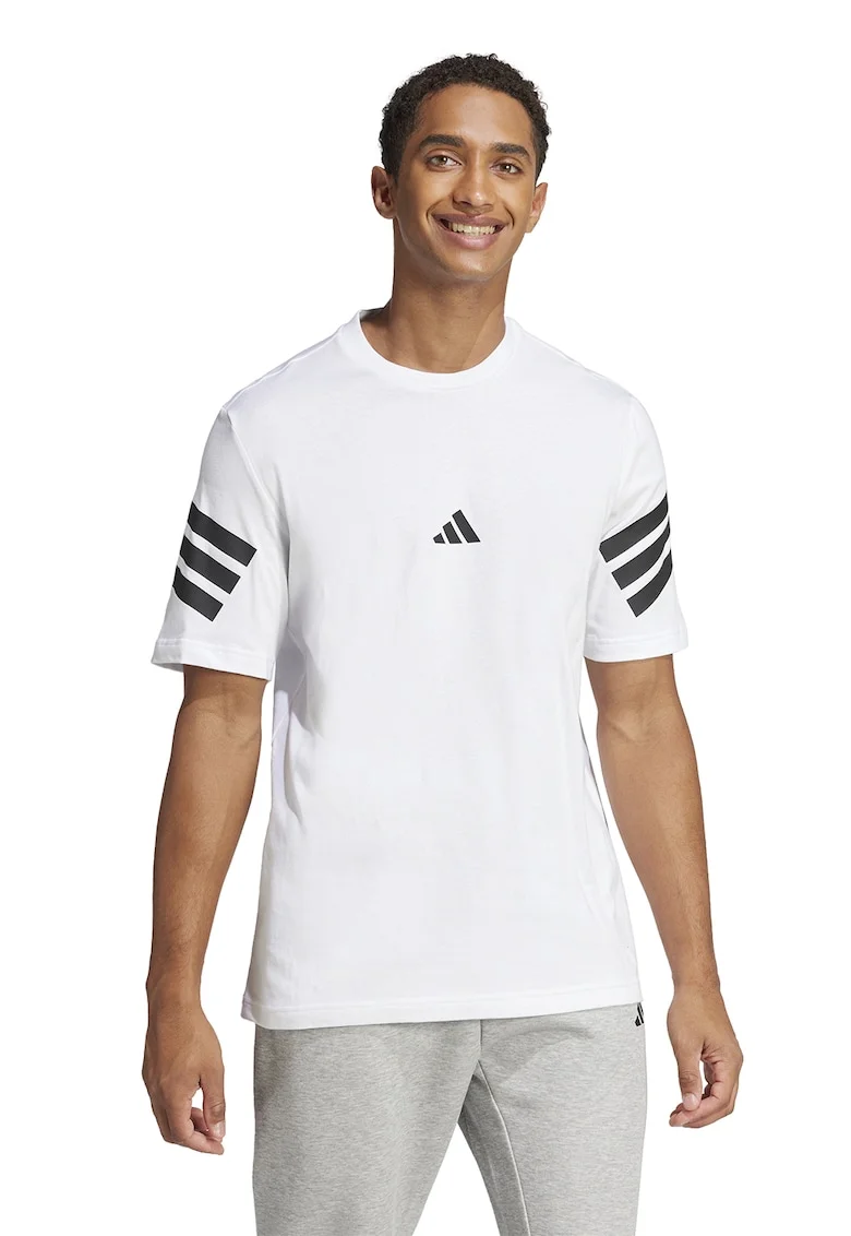 Tricou din bumbac cu 3 dungi Future Icons, Alb/Negru