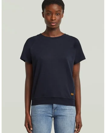 Tricou din bumbac organic cu decolteu la baza gatului, Albastru ultramarin