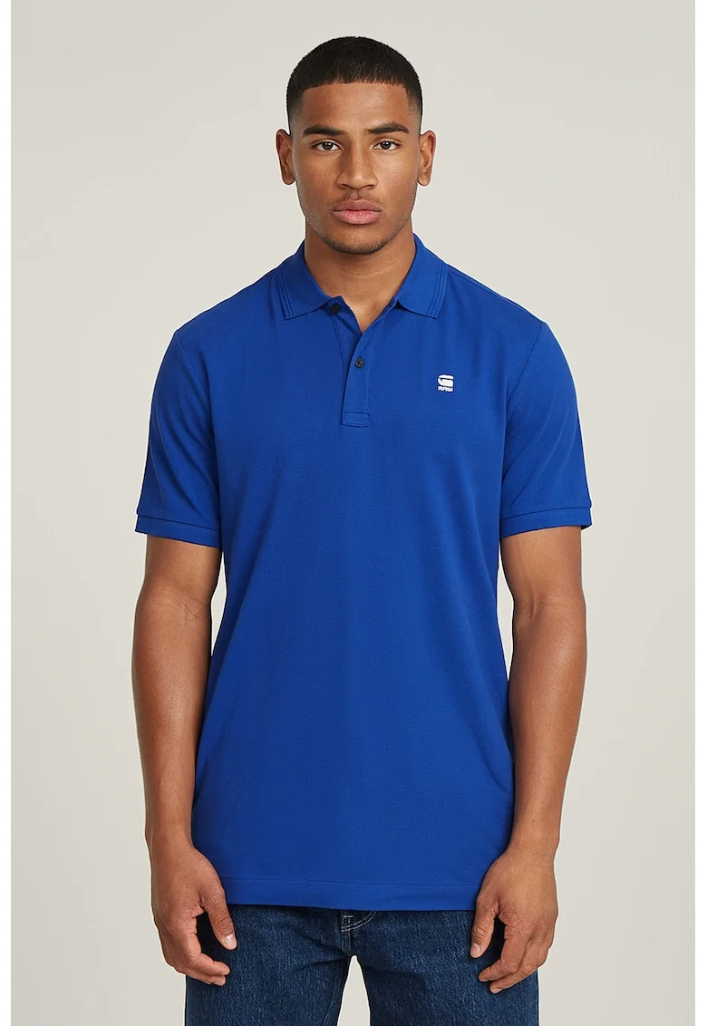 Tricou polo slim fit din material pique Dunda, Albastru royal