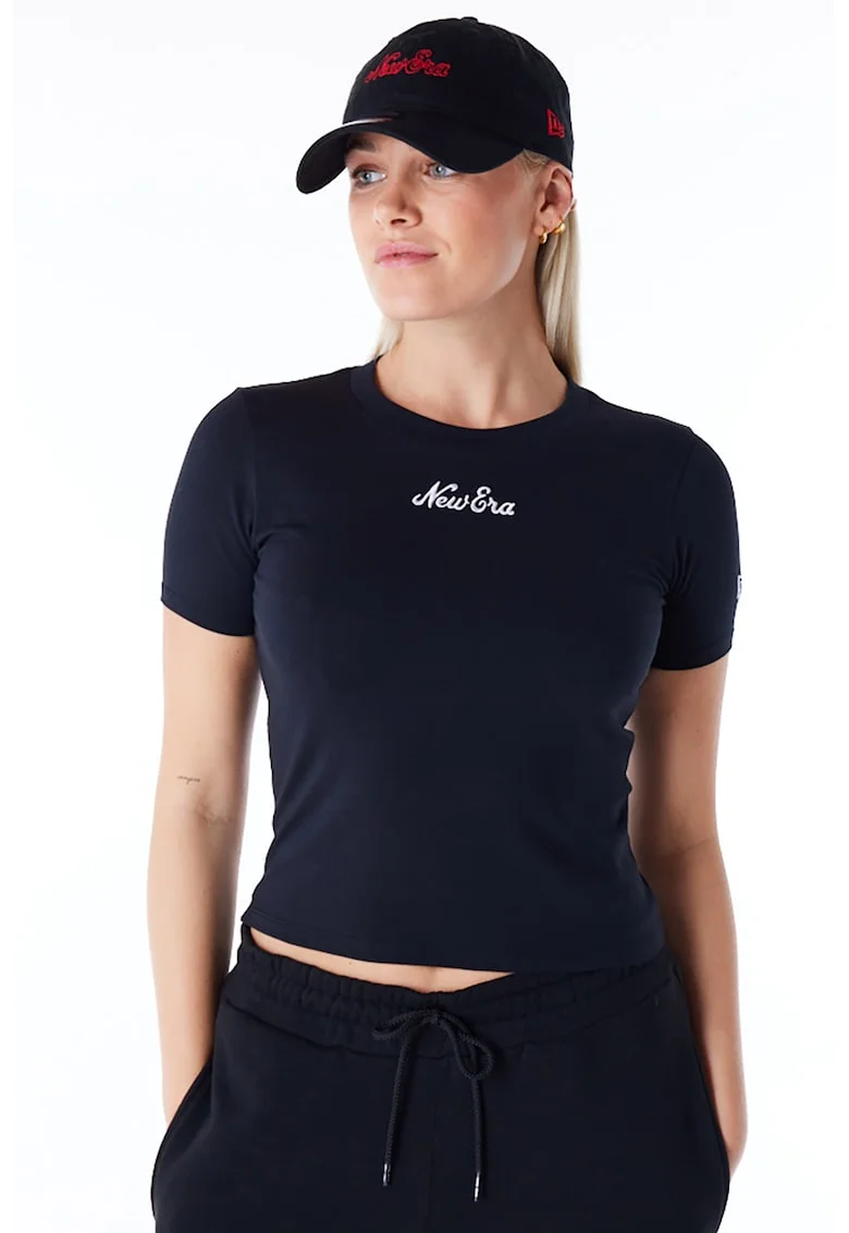 Tricou uni cu decolteu la baza gatului, Negru