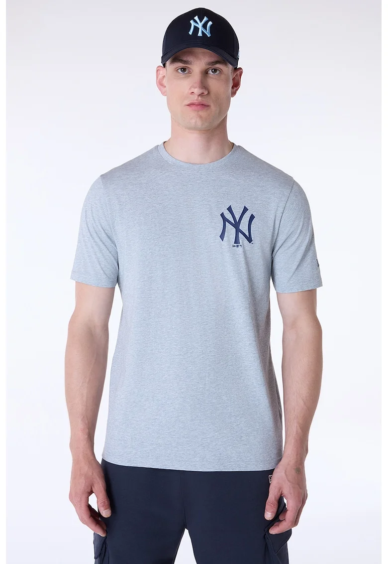 Tricou de bumbac cu imprimeu logo, Albastru pastel/Albastru inchis