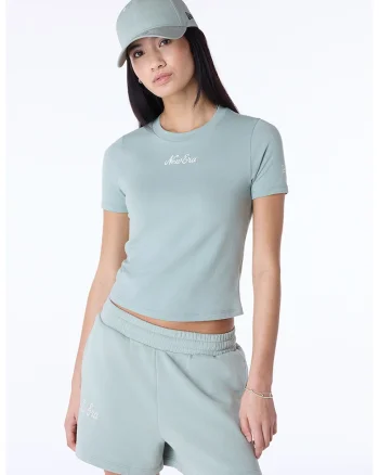 Tricou crop cu logo brodat, Gri cenusiu