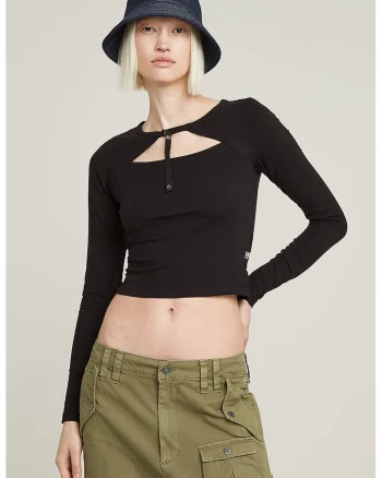 Bluza din amestec de bumbac organic cu design 2in1, Negru
