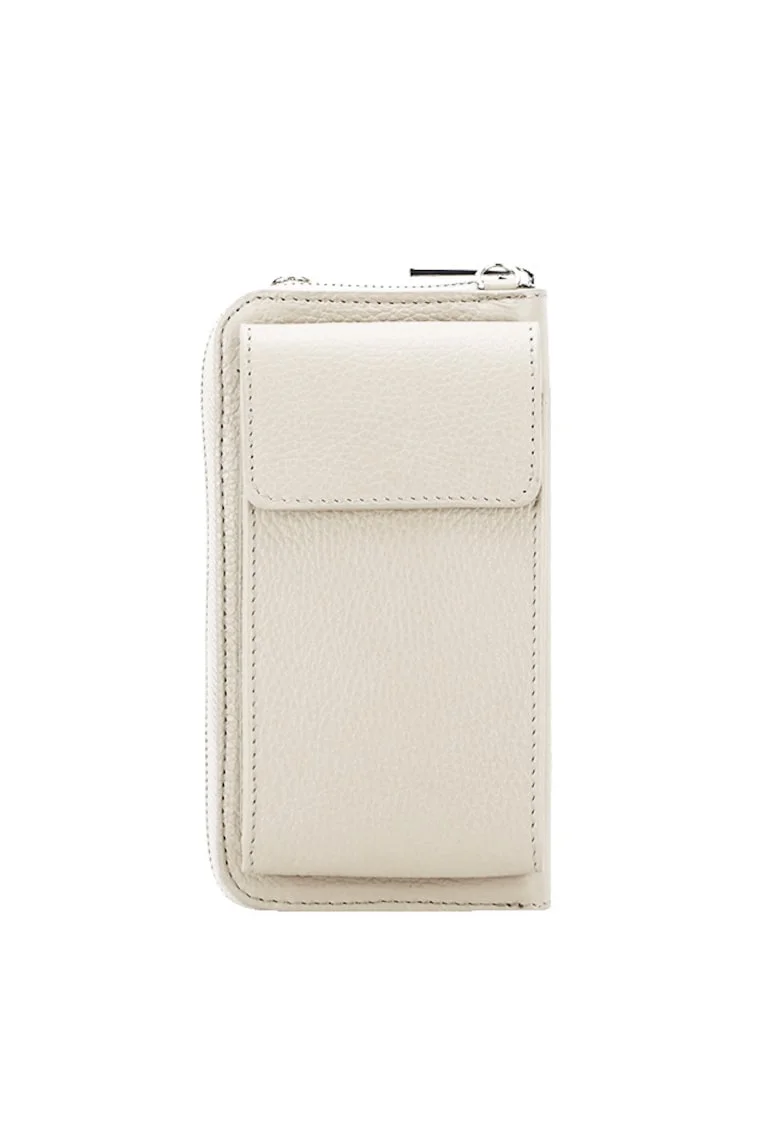 Portofel si port telefon din piele naturala 8971 07 Crem 12817, Crem