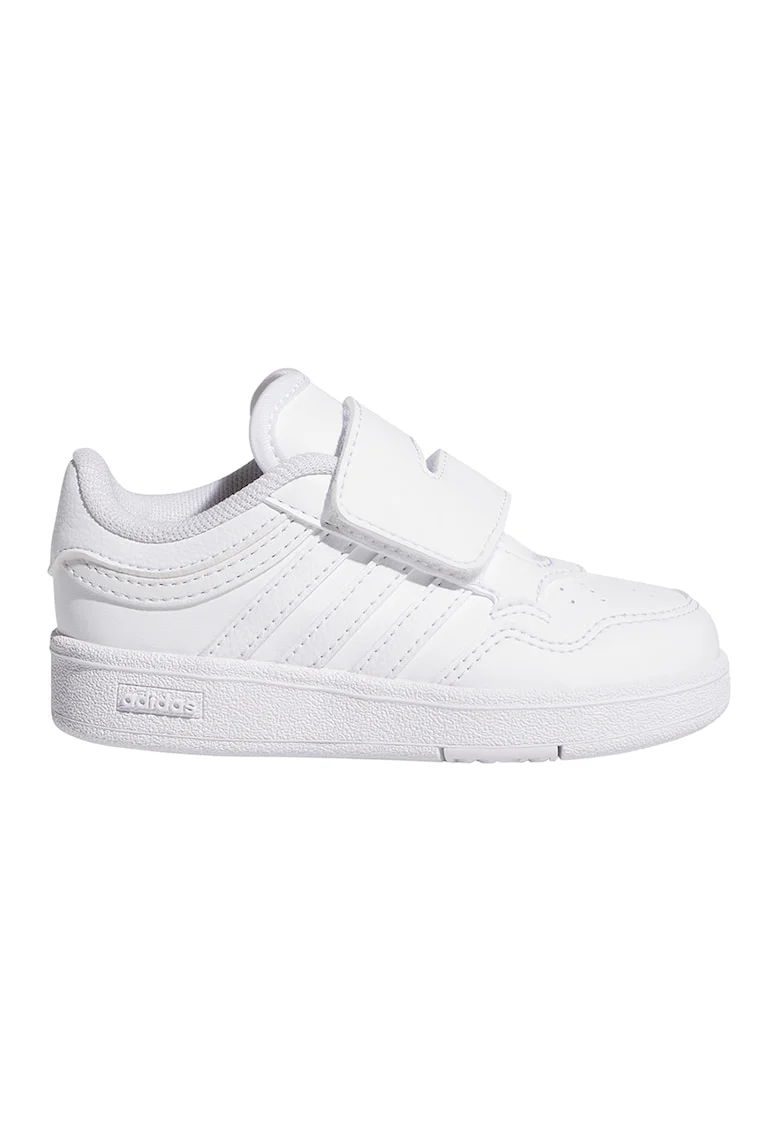 Pantofi sport de piele ecologica cu velcro Hoops 4.0, Alb optic