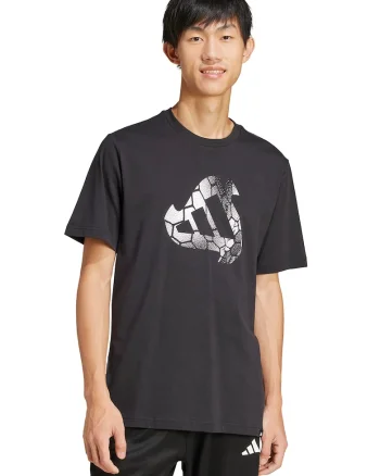 Tricou cu decolteu la baza gatului si logo, Negru/Alb murdar