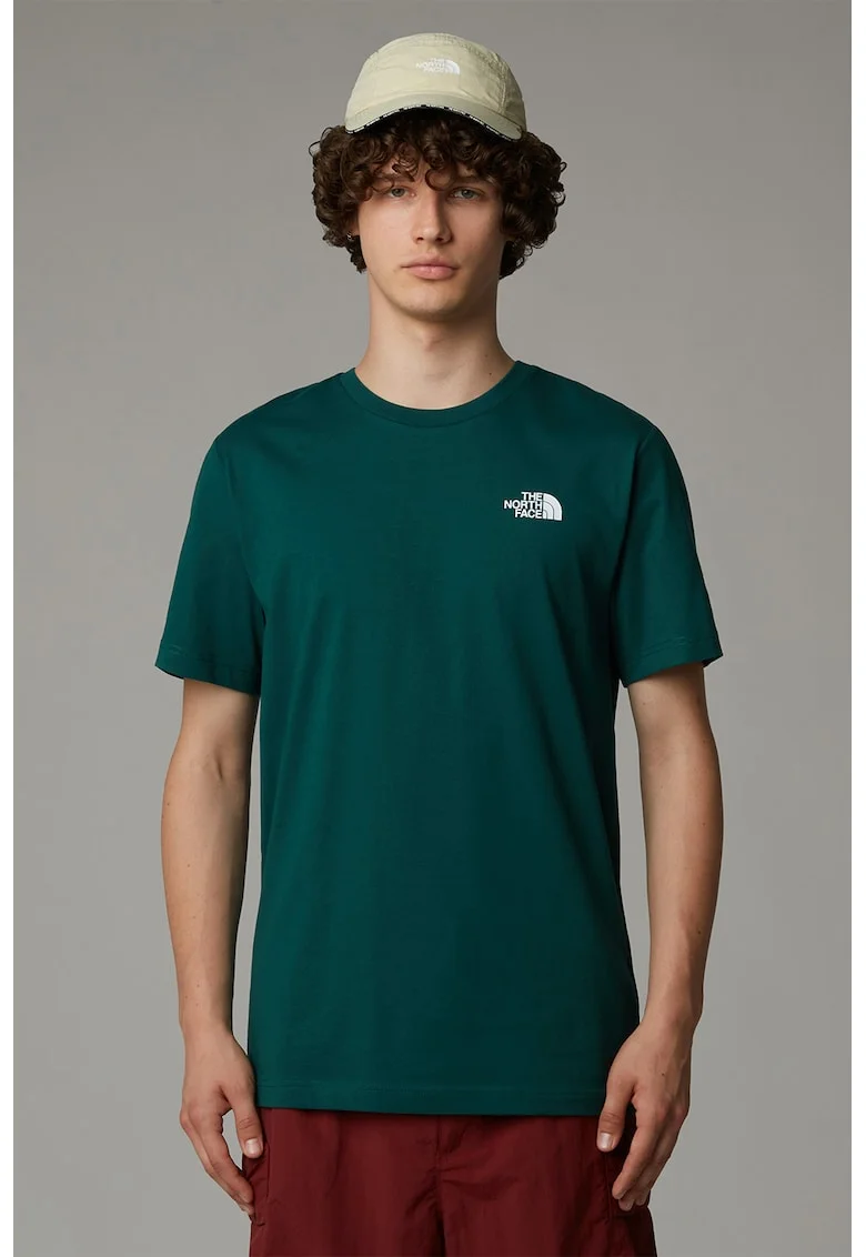 Tricou de bumbac cu imprimeu logo pe spate, Verde englez