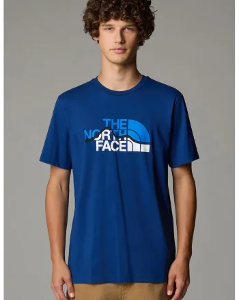 Tricou cu imprimeu logo Mountain Line, Alb/Bleumarin