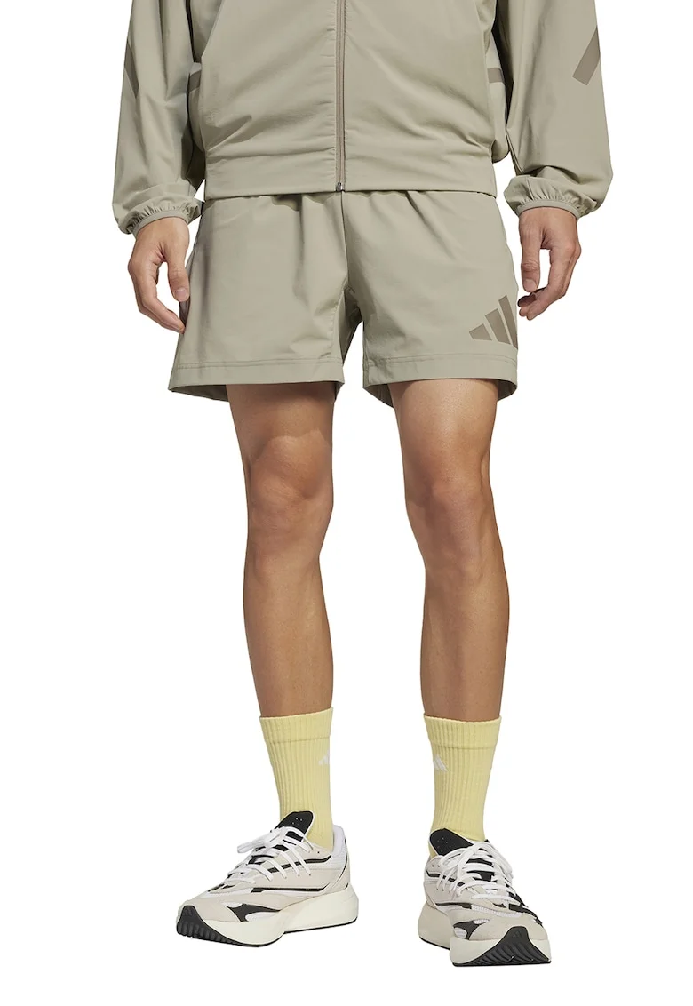 Pantaloni scurti cu snur de ajustare si buzunare laterale, Grej